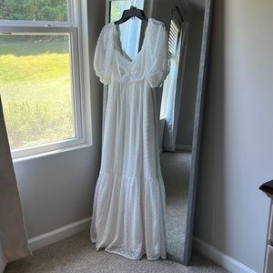 White Swiss Dot Maxi Dress